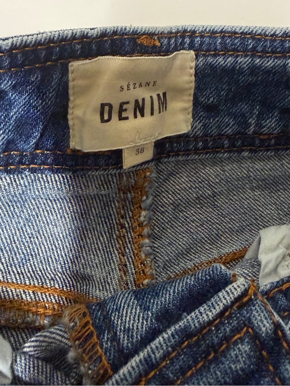 Sezane Le Crop Wide Leg Blue Rigid Denim Jeans - Picture 8 of 11